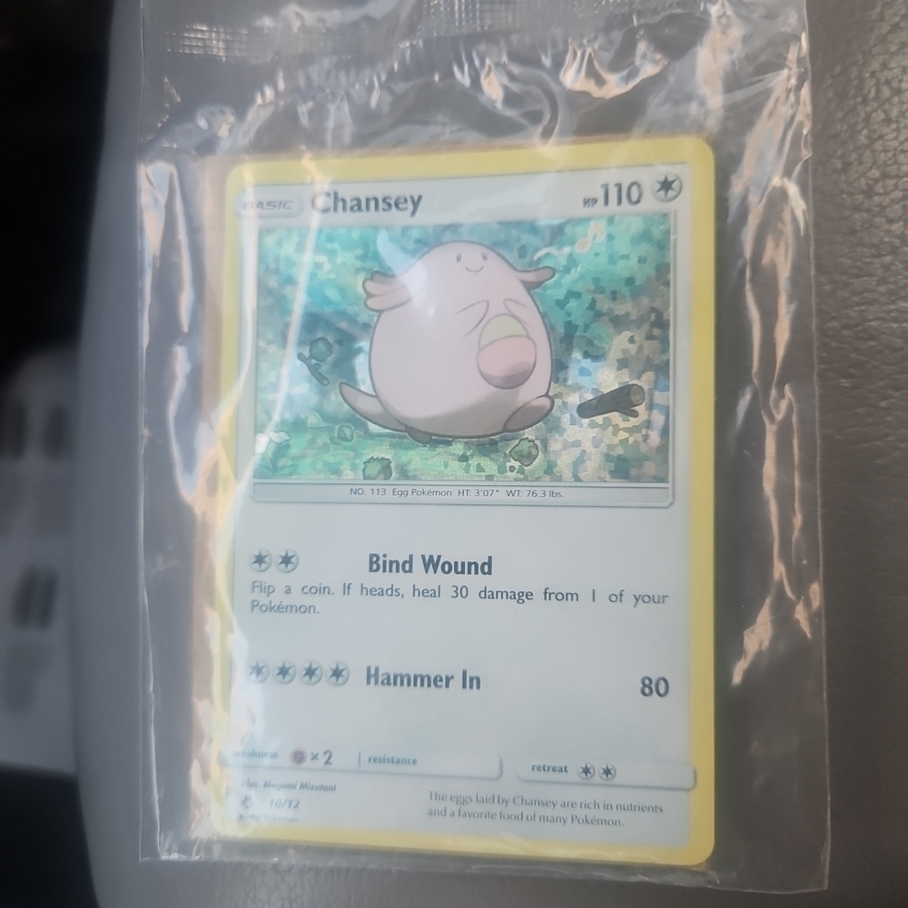 Pokemon Chansey Card with Yellow and Blue Hues